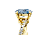 Yellow gold Fancy Blue Oval  Cut Diamond Twist Band Solitaire with Prong Setting_46