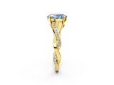 Yellow gold Fancy Blue Oval  Cut Diamond Twisted Band Engagement Ring with Prong Setting_5
