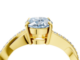 Yellow gold Fancy Blue Oval  Cut Diamond Twisted Band Engagement Ring with Prong Setting_7