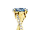Yellow gold Fancy Blue Oval  Cut Diamond Twisted Band Engagement Ring with Prong Setting_8