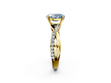 Yellow gold Fancy Blue Oval  Cut Diamond Twisted Band with Pavé Setting and Four-Prong Setting_49