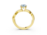Yellow gold Fancy Blue Oval  Cut Diamond Twisted Band with Pavé Setting and Four-Prong Setting_50