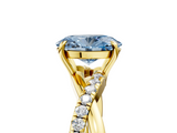 Yellow gold Fancy Blue Oval  Cut Diamond Twisted Band with Pavé Setting and Four-Prong Setting_52