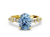 Yellow gold Fancy Blue Oval  Cut Diamond Vine Band with Four-Prong Setting_54