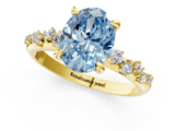 Yellow gold Fancy Blue Oval  Cut Diamond Vine Band with Four-Prong Setting_55