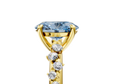 Yellow gold Fancy Blue Oval  Cut Diamond Vine Band with Four-Prong Setting_59