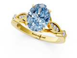 Yellow gold Fancy Blue Oval  Cut Diamond with Milgrain Marquise and Bezel Accents on a Solitaire Band with Prong Setting_206
