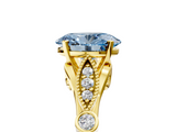 Yellow gold Fancy Blue Oval  Cut Diamond with Milgrain Marquise and Bezel Accents on a Solitaire Band with Prong Setting_210