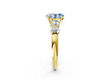 Yellow gold Fancy Blue Oval  Cut Five-Stone Prong Set Diamond Ring with Classic Band_34