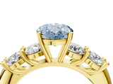 Yellow gold Fancy Blue Oval  Cut Five-Stone Prong Set Diamond Ring with Classic Band_36