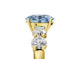 Yellow gold Fancy Blue Oval  Cut Five-Stone Prong Set Diamond Ring with Classic Band_37