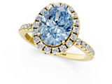 Yellow gold Fancy Blue Oval  Cut Halo Diamond Engagement Ring with Pave Band and Four-Prong Setting_21