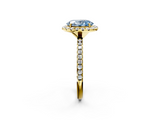 Yellow gold Fancy Blue Oval  Cut Halo Diamond Engagement Ring with Pave Band and Four-Prong Setting_22