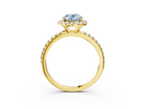 Yellow gold Fancy Blue Oval  Cut Halo Diamond Engagement Ring with Pave Band and Four-Prong Setting_23