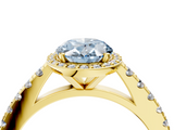 Yellow gold Fancy Blue Oval  Cut Halo Diamond Engagement Ring with Pave Band and Four-Prong Setting_32