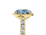 Yellow gold Fancy Blue Oval  Cut Halo Diamond Engagement Ring with Pave Band and Four-Prong Setting_33