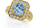 Yellow gold Fancy Blue Oval Cut Halo Diamond Engagement Ring with Pave Split Shank and Four-Prong Setting_13