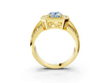 Yellow gold Fancy Blue Oval Cut Halo Diamond Engagement Ring with Pave Split Shank and Four-Prong Setting_15