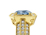 Yellow gold Fancy Blue Oval Cut Halo Diamond Engagement Ring with Pave Split Shank and Four-Prong Setting_17