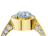 Yellow gold Fancy Blue Oval Cut Halo Diamond Engagement Ring with Split Shank Band and Four-Prong Setting_4