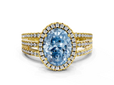 Yellow gold Fancy Blue Oval  Cut Halo Diamond Engagement Ring with Split Shank and Four-Prong Setting_19
