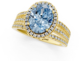 Yellow gold Fancy Blue Oval  Cut Halo Diamond Engagement Ring with Split Shank and Four-Prong Setting_20