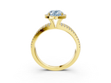 Yellow gold Fancy Blue Oval  Cut Halo Diamond Engagement Ring with Split Shank and Four-Prong Setting_22