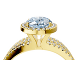 Yellow gold Fancy Blue Oval  Cut Halo Diamond Engagement Ring with Split Shank and Four-Prong Setting_23