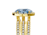 Yellow gold Fancy Blue Oval  Cut Halo Diamond Engagement Ring with Split Shank and Four-Prong Setting_24
