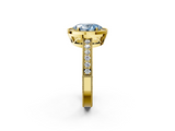 Yellow gold Fancy Blue Oval  Cut Halo Diamond Pave Band Ring with Four-Prong Setting_46