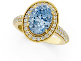 Yellow gold Fancy Blue Oval  Cut Halo Diamond Pave Band with Four-Prong Setting_38