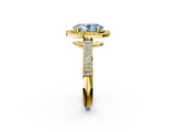 Yellow gold Fancy Blue Oval  Cut Halo Diamond Pave Band with Four-Prong Setting_39