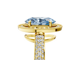 Yellow gold Fancy Blue Oval  Cut Halo Diamond Pave Band with Four-Prong Setting_42