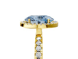 Yellow gold Fancy Blue Oval Cut Halo Diamond Pave Band with Prong Setting_5