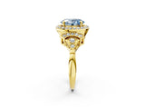 Yellow gold Fancy Blue Oval Cut Halo Diamond Split Shank Engagement Ring with Four-Prong Setting_2