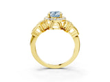 Yellow gold Fancy Blue Oval Cut Halo Diamond Split Shank Engagement Ring with Four-Prong Setting_3