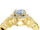 Yellow gold Fancy Blue Oval Cut Halo Diamond Split Shank Engagement Ring with Four-Prong Setting_4