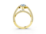 Yellow gold Fancy Blue Oval  Cut Halo Pave Split Shank Prong Setting Ring_34