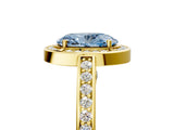 Yellow gold Fancy Blue Oval  Cut Halo Pave Split Shank Prong Setting Ring_36