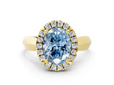 Yellow gold Fancy Blue Oval  Cut Halo Solitaire Engagement Ring with Square Band and Four-Prong Setting_114