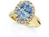 Yellow gold Fancy Blue Oval  Cut Halo Solitaire Engagement Ring with Square Band and Four-Prong Setting_115