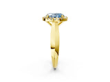Yellow gold Fancy Blue Oval  Cut Halo Solitaire Engagement Ring with Square Band and Four-Prong Setting_116