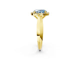 Yellow gold Fancy Blue Oval  Cut Halo Solitaire Engagement Ring with Square Band and Four-Prong Setting_68