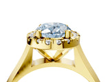 Yellow gold Fancy Blue Oval  Cut Halo Solitaire Engagement Ring with Square Band and Four-Prong Setting_70
