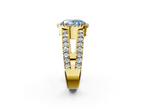 Yellow gold Fancy Blue Oval  Cut Halo Split Shank Diamond Ring with Four-Prong Setting_47