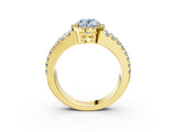 Yellow gold Fancy Blue Oval  Cut Halo Split Shank Diamond Ring with Four-Prong Setting_48