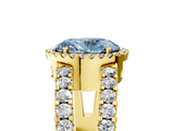 Yellow gold Fancy Blue Oval  Cut Halo Split Shank Diamond Ring with Four-Prong Setting_50