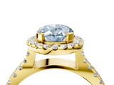 Yellow gold Fancy Blue Oval  Cut Halo Split Shank Pave Set Ring_64