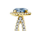 Yellow gold Fancy Blue Oval  Cut Halo Split Shank Pave Set Ring_65