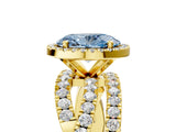 Yellow gold Fancy Blue Oval  Cut Halo Split Shank Prong Setting Ring_17